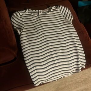 Navy and white striped shirt